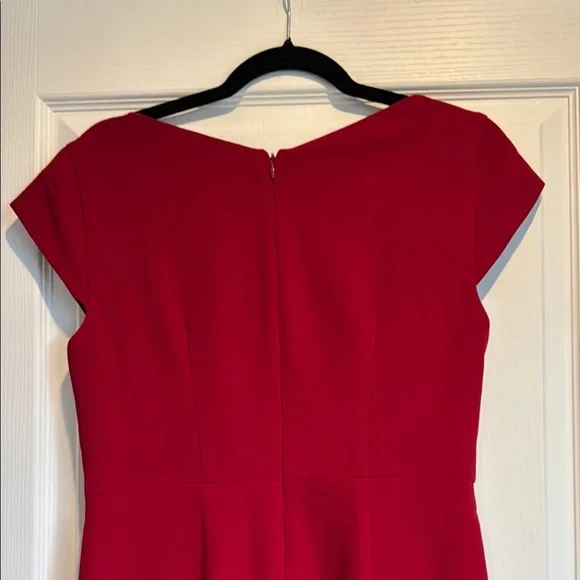 Maggy London Red Sheath Dress Asymmetrical Neckline - Picture 7 of 8